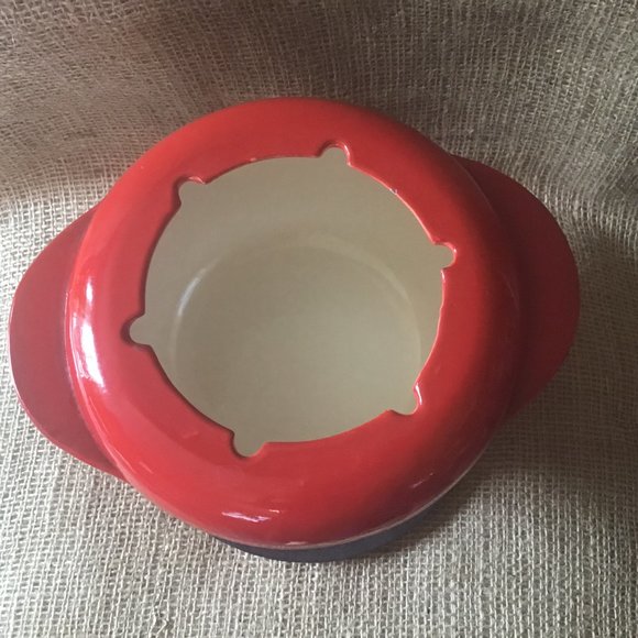 Cast Iron Enamel Fondue Set with Cast Iron Stand - Picture 3 of 12